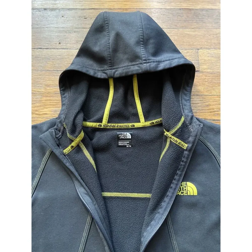 The NORTH FACE Gray/Yellow Full Zip Hooded Fleece Lined Sweatshirt sz M